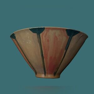 Small Delicate Handmade Clay Bowl  HandPainted with Feet; Shaped like Rice Bowl